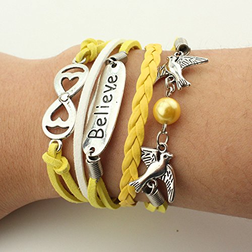 16pcs Vintage Multilayer Woven Leather Alloy Owl Braided Infinity Bracelets for Women