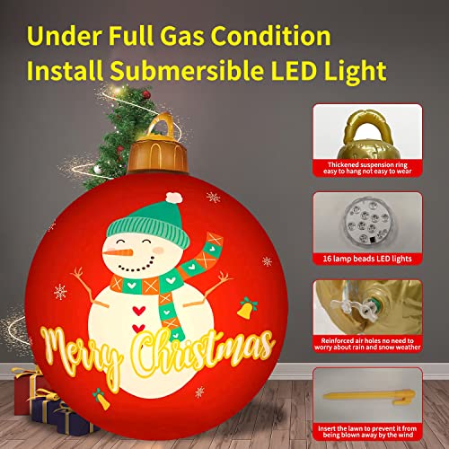 Inflatable Christmas Ball 24 Inch w/ Rechargeable LED Light & Remote