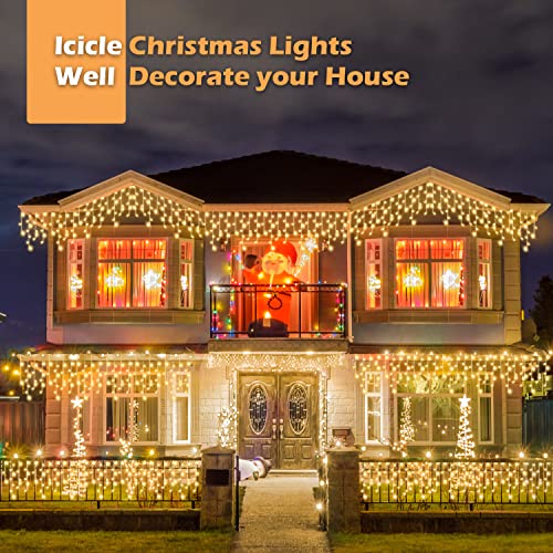 33ft Icicle Christmas Lights Outdoor Decoration