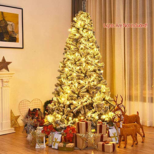 Artificial Christmas, Premium PVC Xmas Full, Flocked Snow Pine Tree with Solid Metal Stand, Ideal for Indoor and Outdoor (6FT),