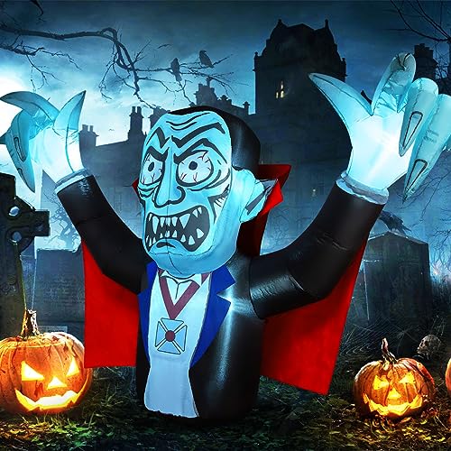 6.8 FT Halloween Inflatables Outdoor Decorations Vampire w/ Red Cloak w/ Build-in LED Lights