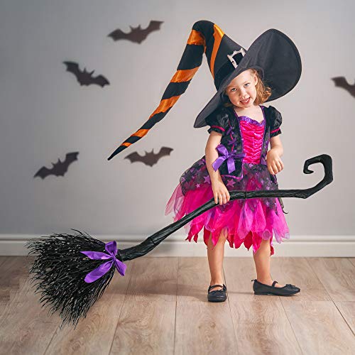 54.5'' Witch Broom w/ Ribbons for Kids Halloween Wicked Witches Broomstick