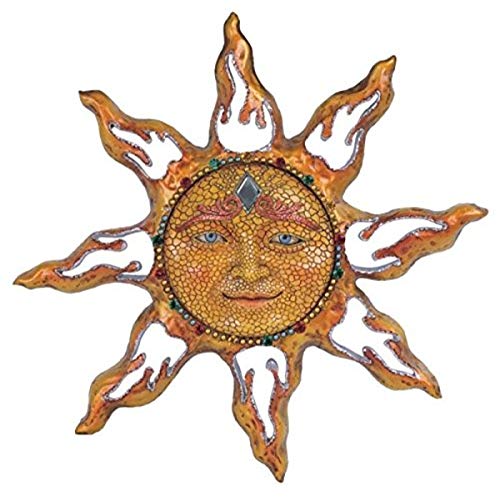 Yellow Mosaic Face Sun Wall Plaque Decoration, 11"