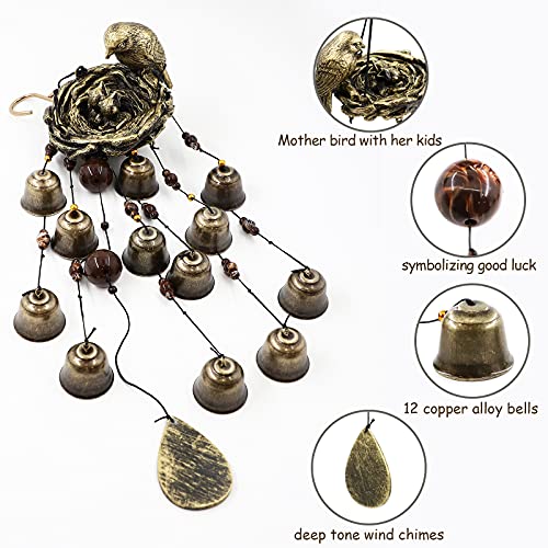 Bird Nest Wind Chimes w/ 12 Wind Bells