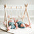 Wooden Baby Gym w/ 6 Gym Toys Foldable  Activity Center