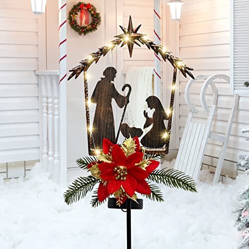 Nativity Scene Solar Outdoor Yard Stakes Christmas Decoration