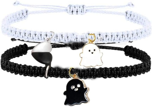 Handmade Braided Love Infinity Couples Bracelet Heart Matching Attraction Cross Yin Yang Relationship Adjustable Cord for Him and Her Bff Friendship Promise Valentines Gift