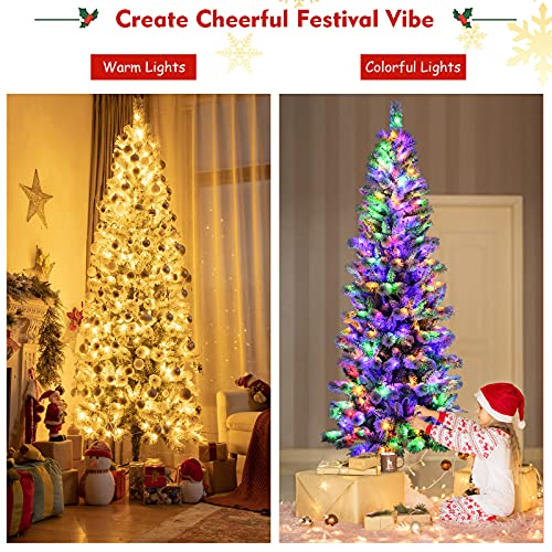 5f/6ft Pre-lit Snow Flocked Christmas Tree Decoration