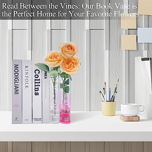 Book Vase for Flowers Home Décor,Artistic and Cultural Flavor Decorative Acrylic Clear Vase