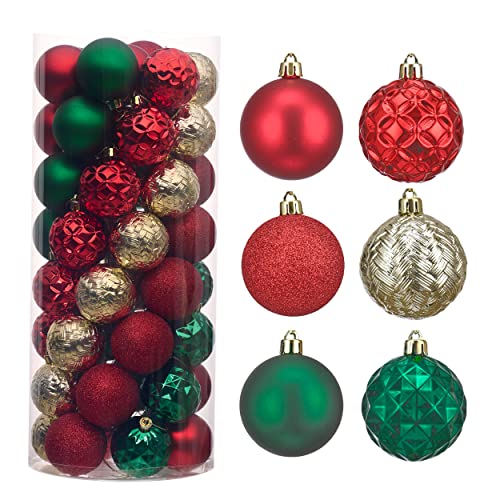 50ct 60mm Traditional Red Green and Gold Christmas Ball Ornaments