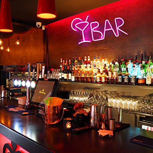 Bar Neon Signs w/ 8 Kind LED Lighting Modes & Remote Control, USB/AA Battery-Powered