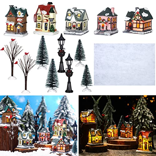 Christmas Lighted Winter Village Houses Set