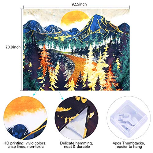 Mountain Forest Trees Art Sunset Tapestry for Home Decoration