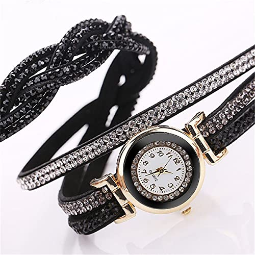 Fashion Rhinestone Watch Twine Bracelet for Women Luxury Quartz Wrist Watches(10 Pack)