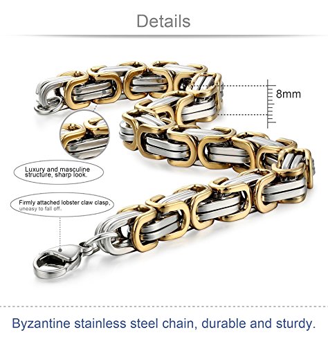 Stainless Steel Chain Necklace Byzantine Bracelet for Men Jewelry Sets