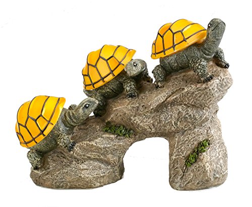 Solar Powered Turtles on Log Garden Accent Decor