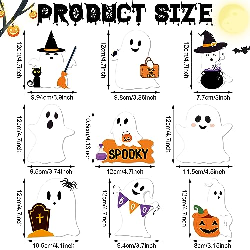 9 Pcs Halloween Wooden Ghost Table Sign Tiered Tray