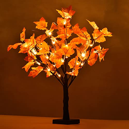 Lighted Artificial Fall Maple Tree-23-Inch Battery Operated