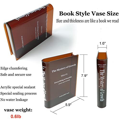 Book Vase for Flowers, Acrylic Clear Book Flower Vase, A Book About Flowers Vase, Unique Home/Bedroom