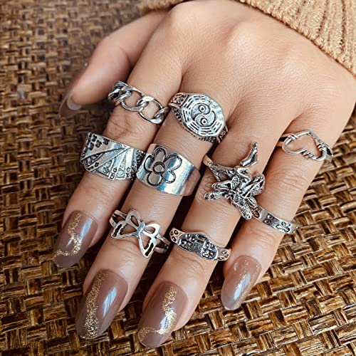 Vintage Silver Knuckle Rings Set for Women