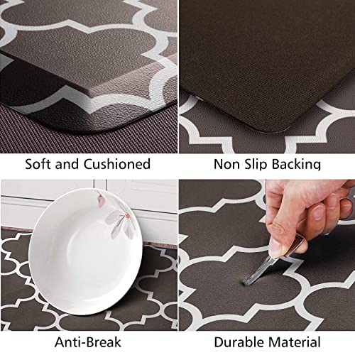 [2 PCS] Cushioned Anti-Fatigue Kitchen Rug, Waterproof Non-Slip