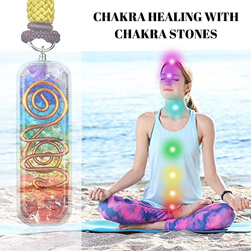 7 Chakra Stones Necklace for E-Energy Protection and Spiritual Healing Pendant with Adjustable Cord