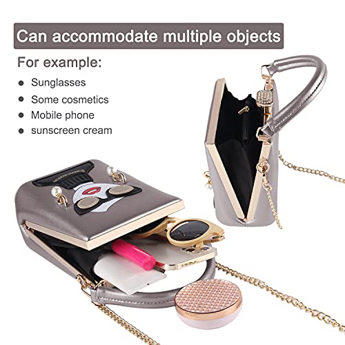 Novelty Lady Face Shoulder Bags Funky PU Leather Top Handle Satchel Handbags Clutch Purse for Women