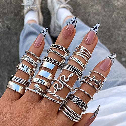 Vintage Silver Knuckle Rings Set for Women