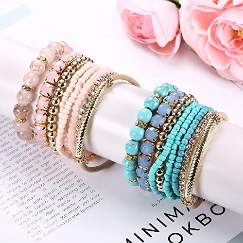 4 Sets Multilayer Stackable BOHO Bracelets for Women