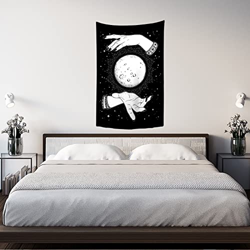 Witch Moon in Hands Tapestry Wall Hanging Decor Tarot Background for Bedroom Living Room Dorm