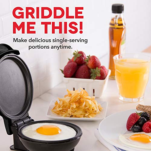 Mini Round Electric Griddle Machine for Individual Pancakes, Cookies, Eggs w/ Recipe Book