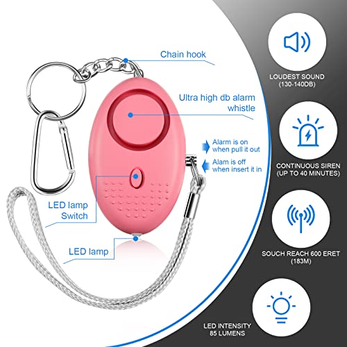 16 Pack Emergency Personal Alarm Keychain w/ LED