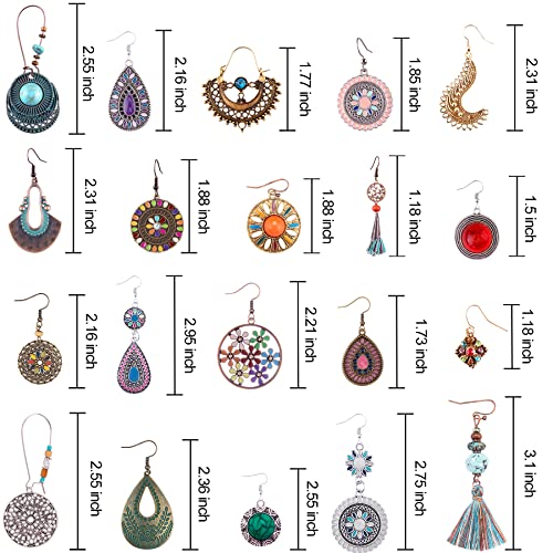 20 Pairs Bohemian Earrings Vintage Set for Women