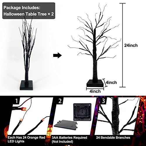 2 Pack Lighted Halloween Willow Tree Decoration w/ Timer