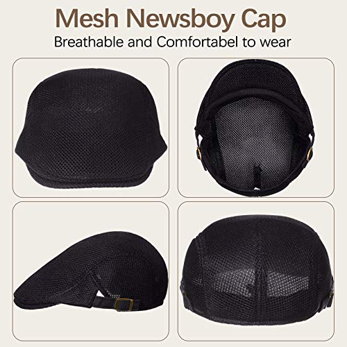 3 Pieces Mesh Newsboy Beret Cap- Breathable & Adjustable