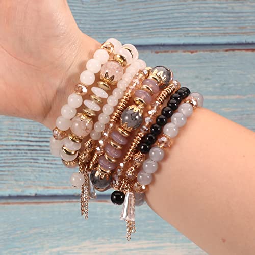 6 Set Bohemian Stretch Bracelets for Women