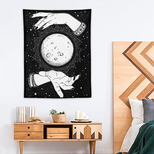 Witch Moon in Hands Tapestry Wall Hanging Decor Tarot Background for Bedroom Living Room Dorm