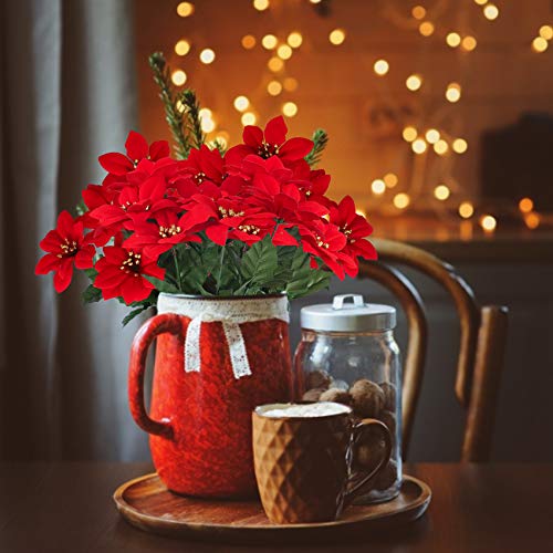 6 Pack Christmas Artificial Poinsettia Ornaments