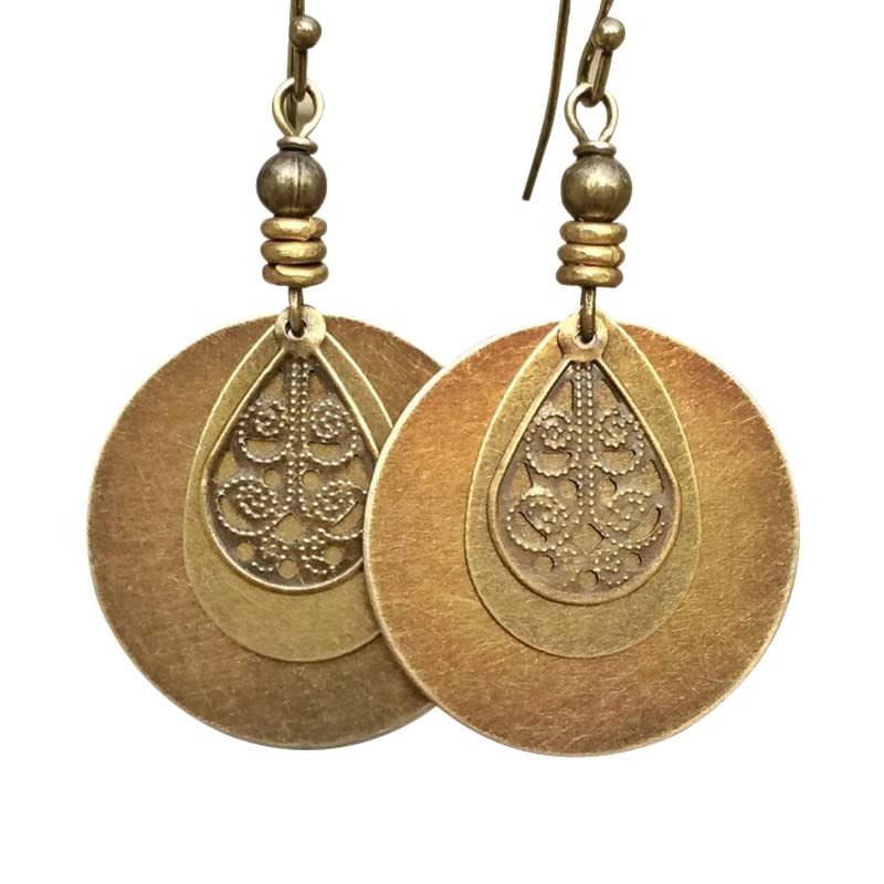 Brass Boho Dangle Earrings for Women