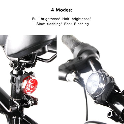 USB Rechargeable Bike Light Set,Super Bright Front Headlight & Rear LED Bicycle Light