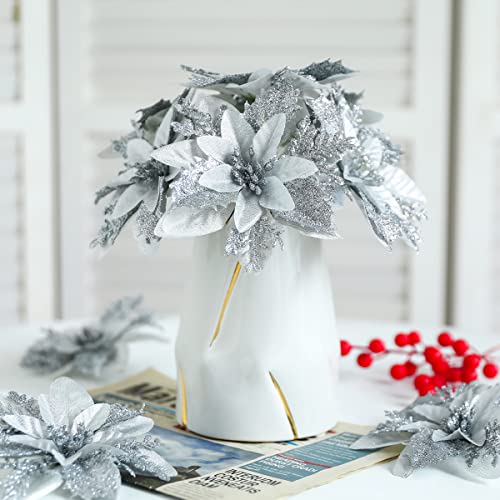 24pcs Poinsettia Artificial Christmas Flowers Decorations - DANNY'S HOME  GOODS