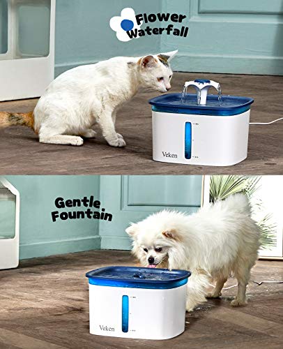 95oz/2.8L Automatic Pet Water Fountain w/ Smart Pump, 2 Replacement Filters for Cats, Dogs