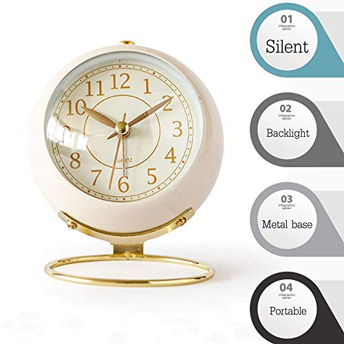 Classic Silent Non-Ticking Analog Alarm Clock Battery Operated w/ Backlight