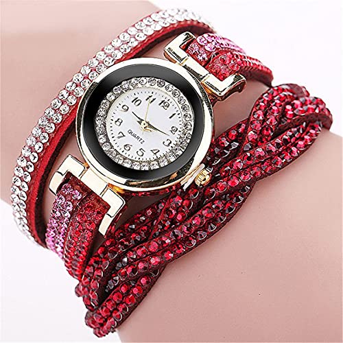 Fashion Rhinestone Watch Twine Bracelet for Women Luxury Quartz Wrist Watches(10 Pack)