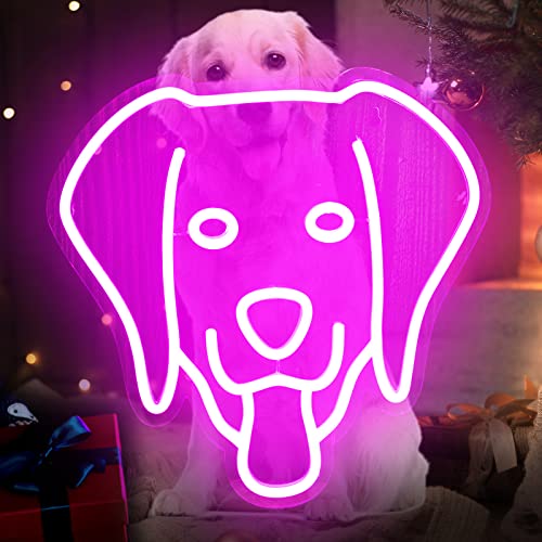 Cute Dog Neon Signs for Decoration,Pink -12in x 12in Acrylic USB Powered