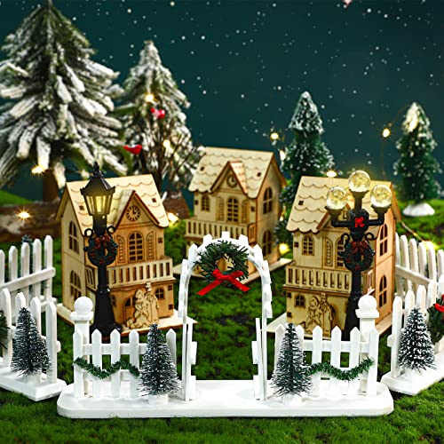 5 Pcs Christmas Village w/ Decorative Fences Entry Gate