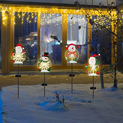 4 Pack Christmas Metal Lights Stakes Decoration