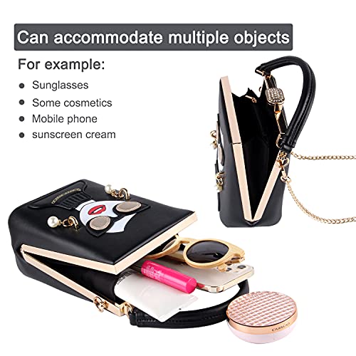 Novelty Lady Face Shoulder Bags Funky PU Leather Top Handle Satchel Handbags Clutch Purse for Women