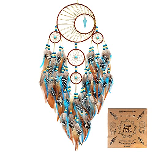 Large Dream Catcher Blue Turquoise Wall Decoration 23"