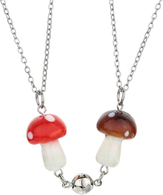 Cute Friendship Magnetic Mushroom Necklaces Valemtines Day Gift